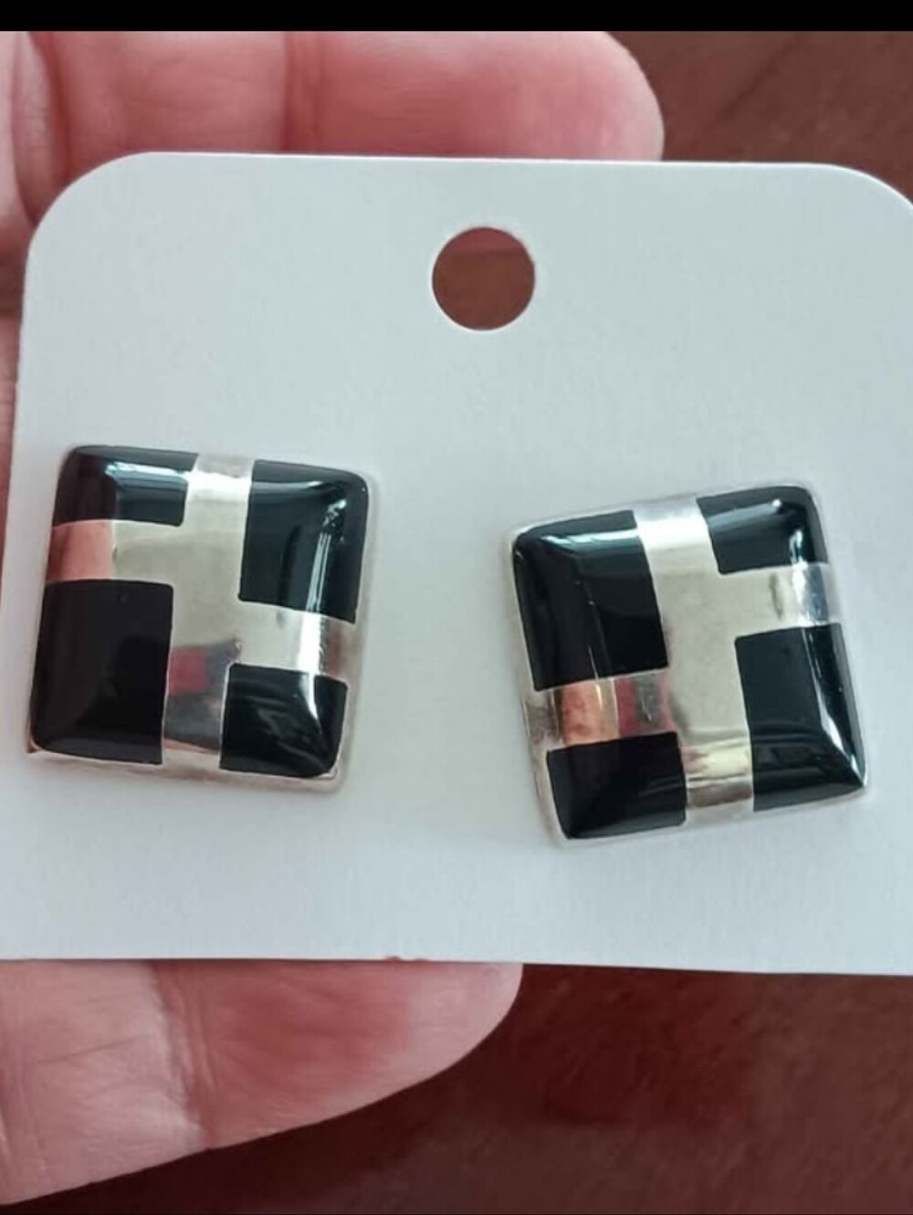 Taxco Sterling Silver Onyx Earringd